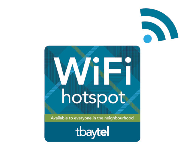 Tbaytel free WiFi Hotspot sign