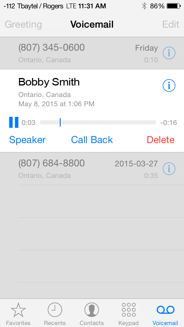 Visual voicemail on iPhone